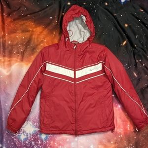 🌹 Red & White Vintage Y2K Limelight Waterproof Fabric Ski Jacket Size Medium